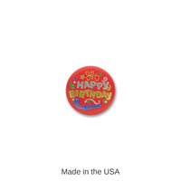 6 Pack Bulk Happy Birthday Satin Button