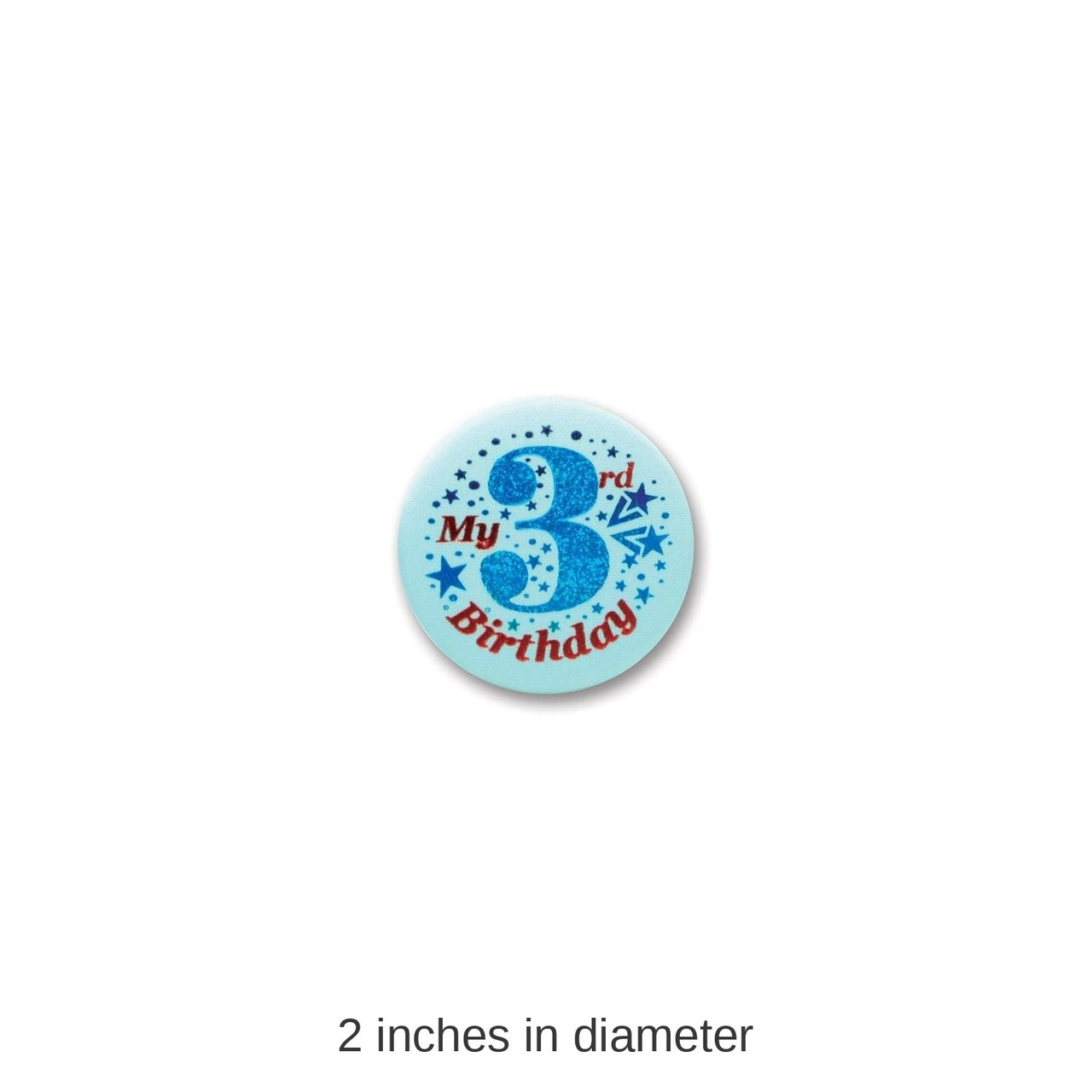6 Pack Bulk My 3rd Birthday Satin Button - blue