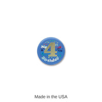 6 Pack Bulk My 4th Birthday Satin Button - blue