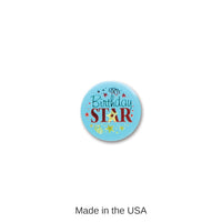 6 Pack Bulk Birthday Star Satin Button