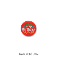 6 Pack Bulk Red It's My Birthday Satin Button