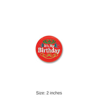 6 Pack Bulk Red It's My Birthday Satin Button