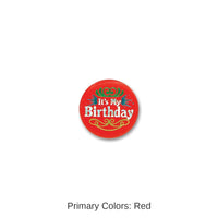 6 Pack Bulk Red It's My Birthday Satin Button