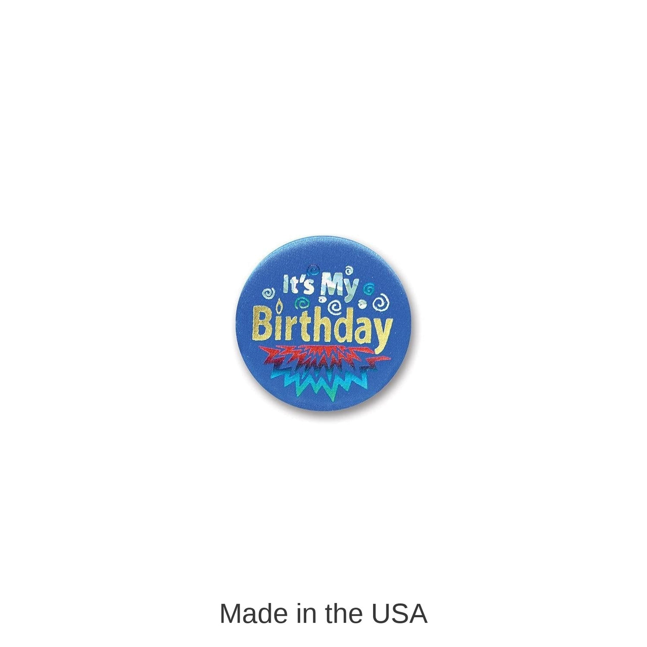 6 Pack Bulk Blue It's My Birthday Satin Button