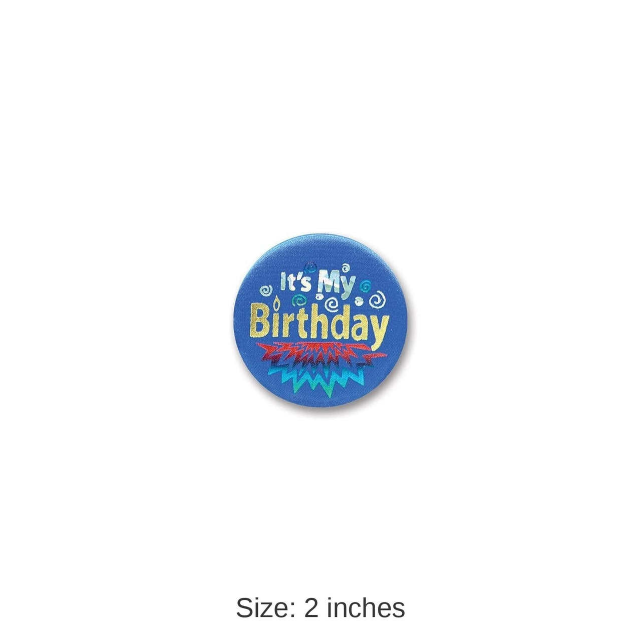 6 Pack Bulk Blue It's My Birthday Satin Button