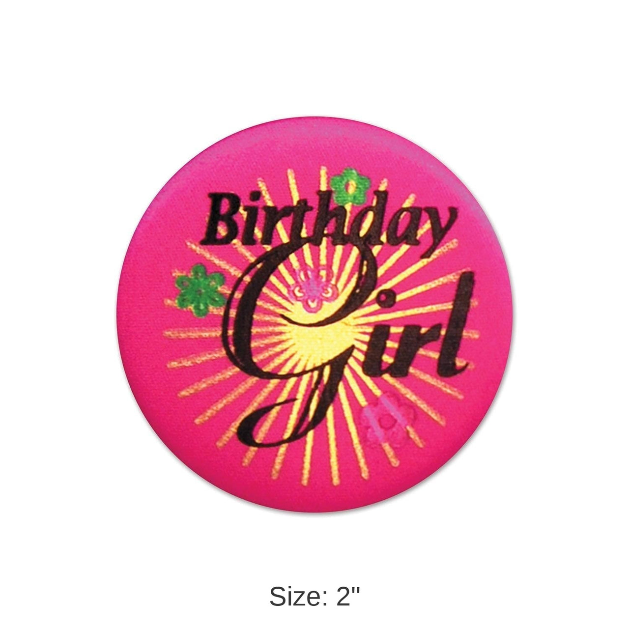 6 Pack Bulk Birthday Girl Satin Button- Pink