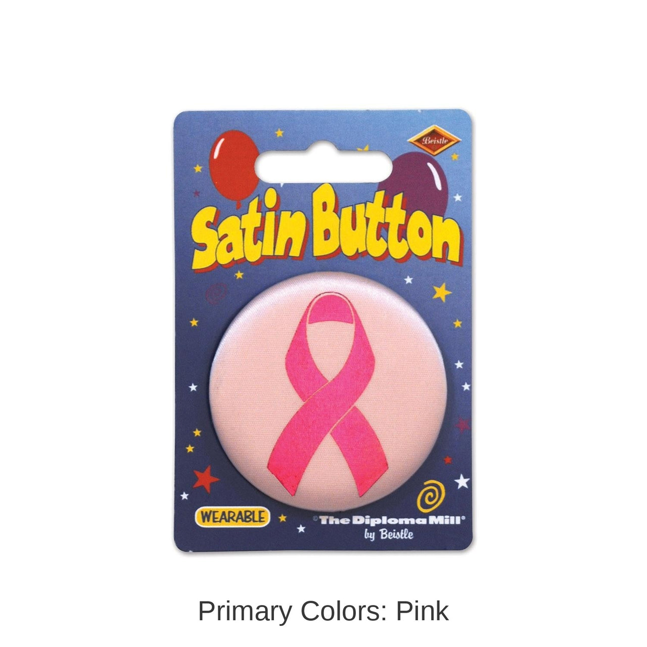 6 Pack Bulk Pink Ribbon Satin Button