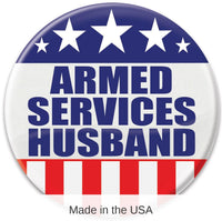 6 Pack Bulk Armed Services Husband Button