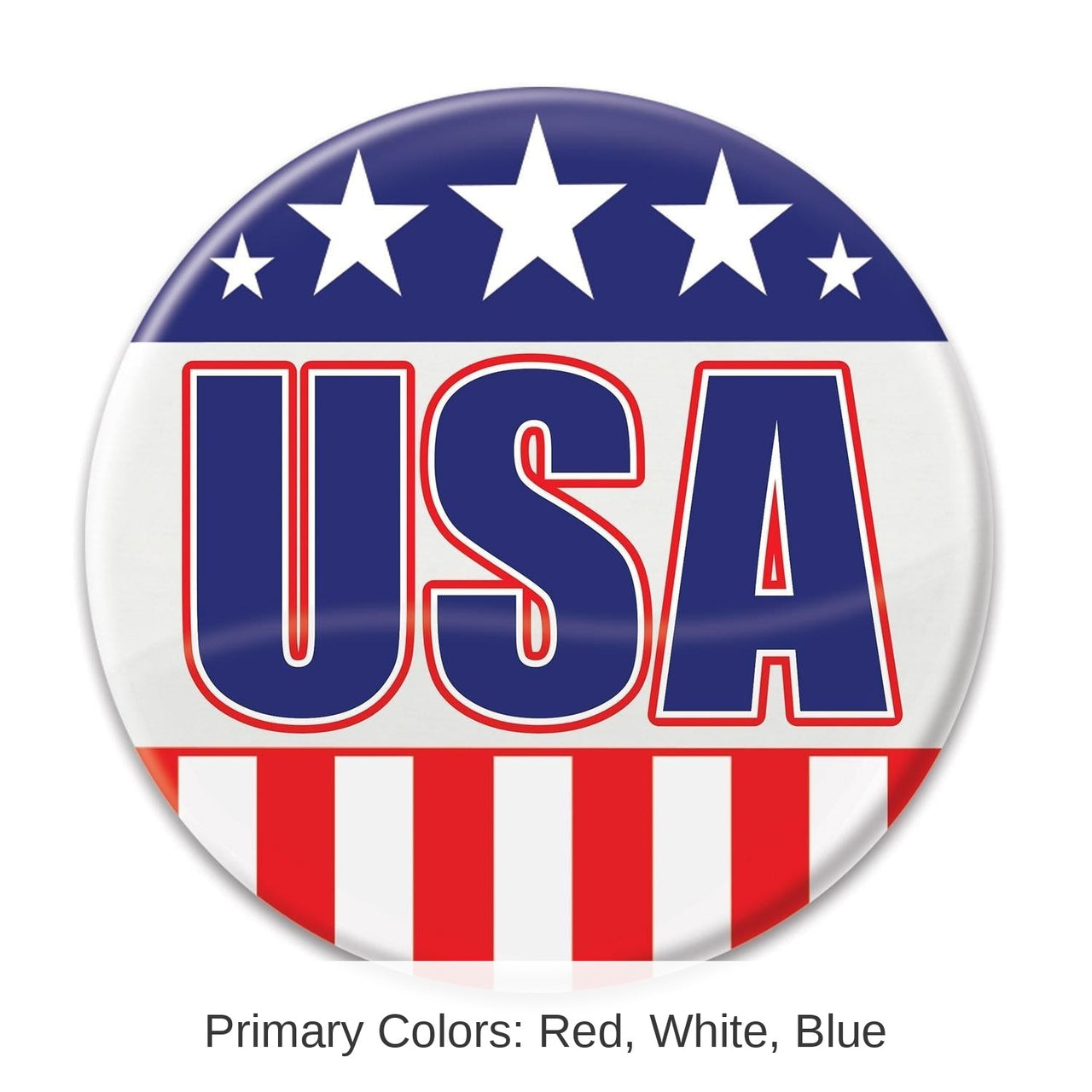 6 Pack Bulk USA Button- Red, White and Blue