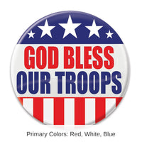 6 Pack Bulk God Bless Our Troops Button
