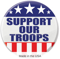 6 Pack Bulk Support Our Troops Button Red-White-Blue