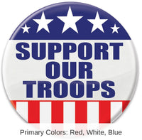 6 Pack Bulk Support Our Troops Button Red-White-Blue