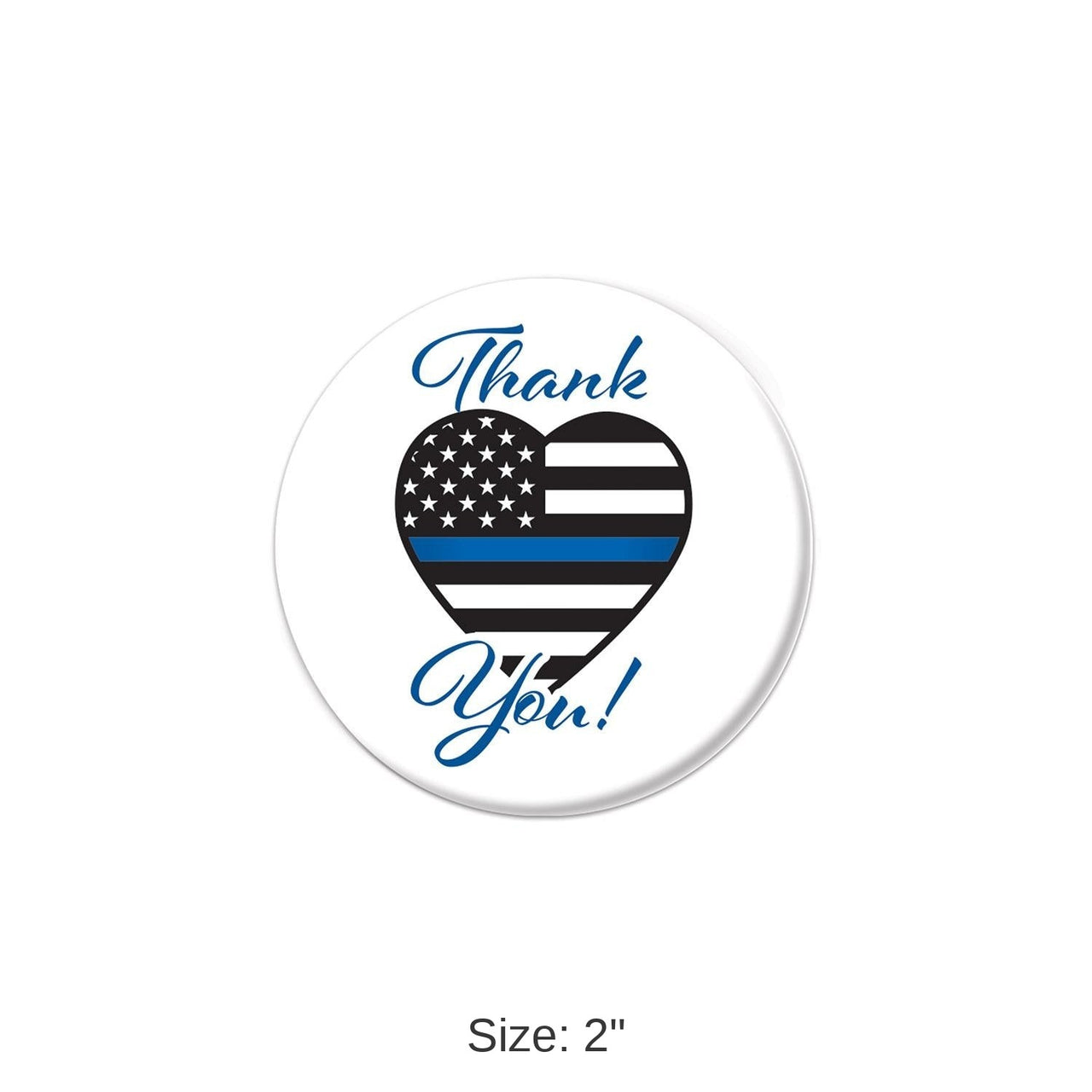 6 Pack Bulk Thank You! Law Enforcement Button- Heart Flag