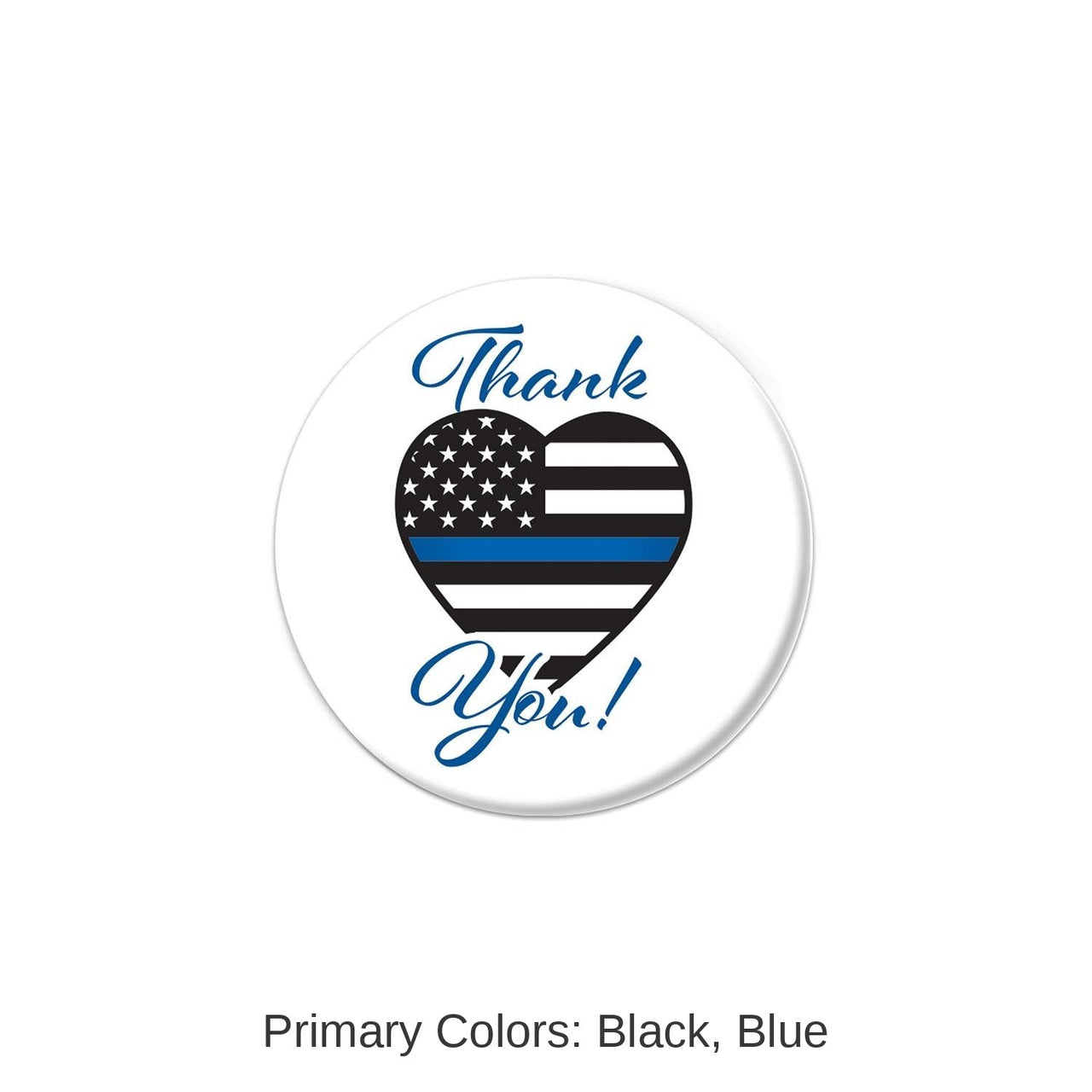 6 Pack Bulk Thank You! Law Enforcement Button- Heart Flag