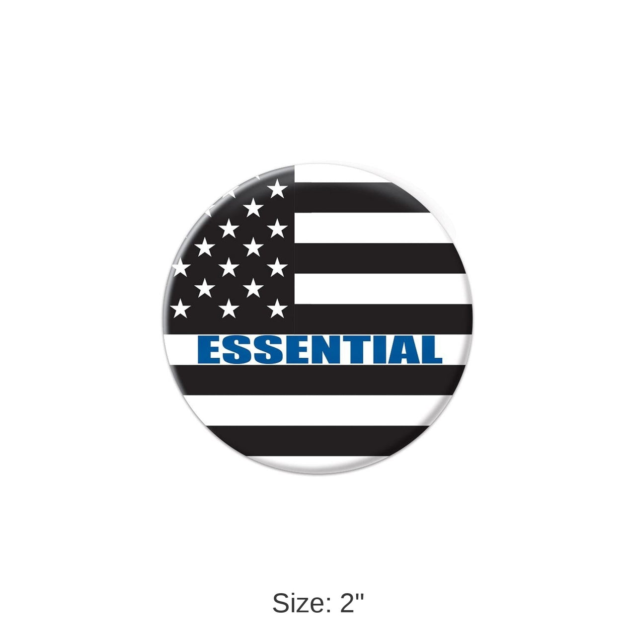6 Pack Bulk Essential Personnel Button Black/White/Blue