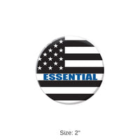 6 Pack Bulk Essential Personnel Button Black/White/Blue