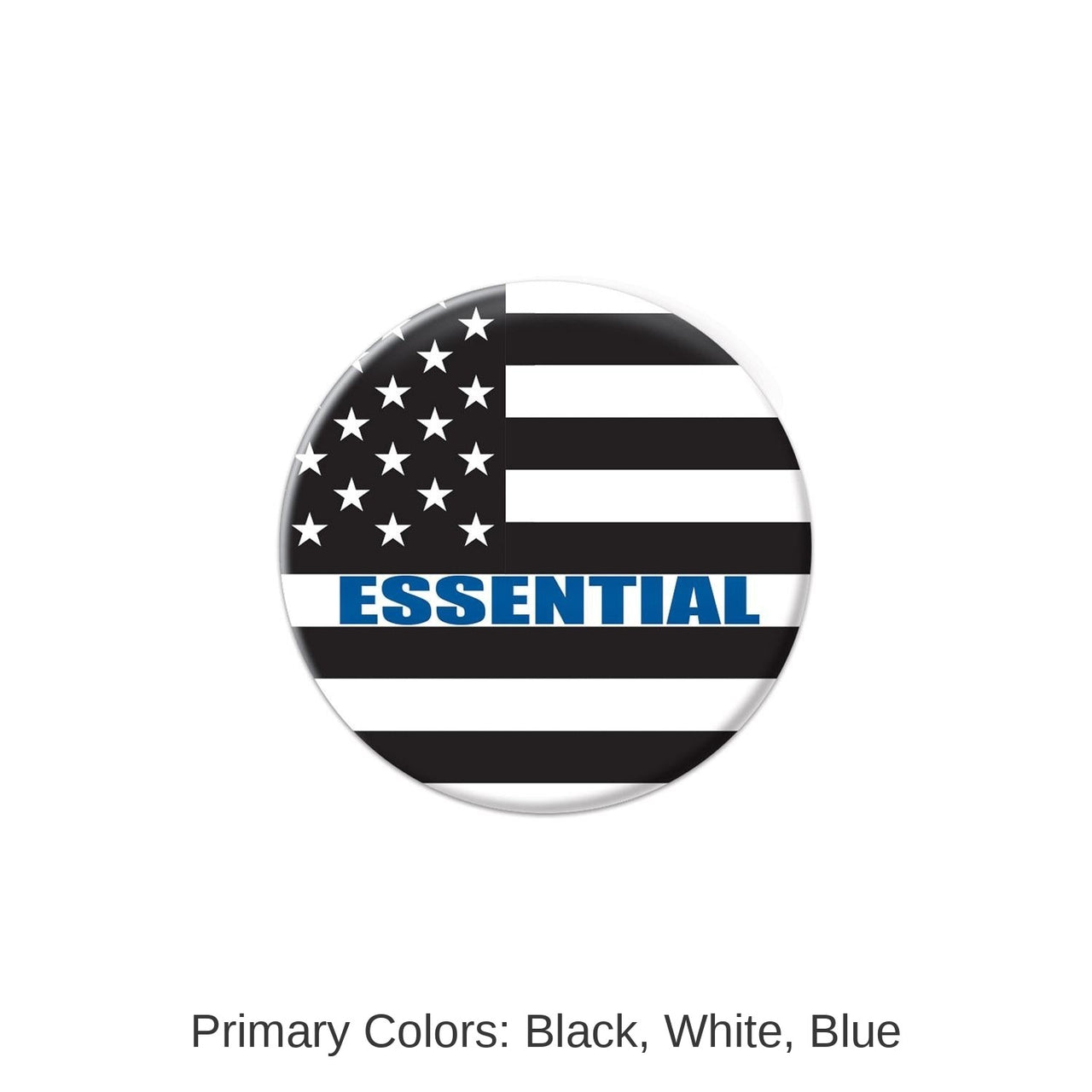 6 Pack Bulk Essential Personnel Button Black/White/Blue