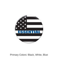 6 Pack Bulk Essential Personnel Button Black/White/Blue