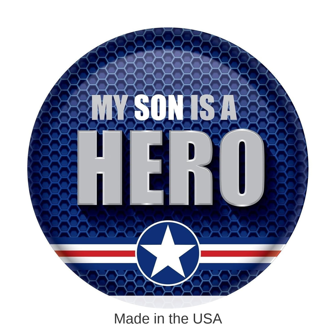 6 Pack Bulk My Son Is A Hero Button- Navy- Star