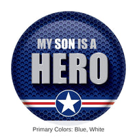 6 Pack Bulk My Son Is A Hero Button- Navy- Star