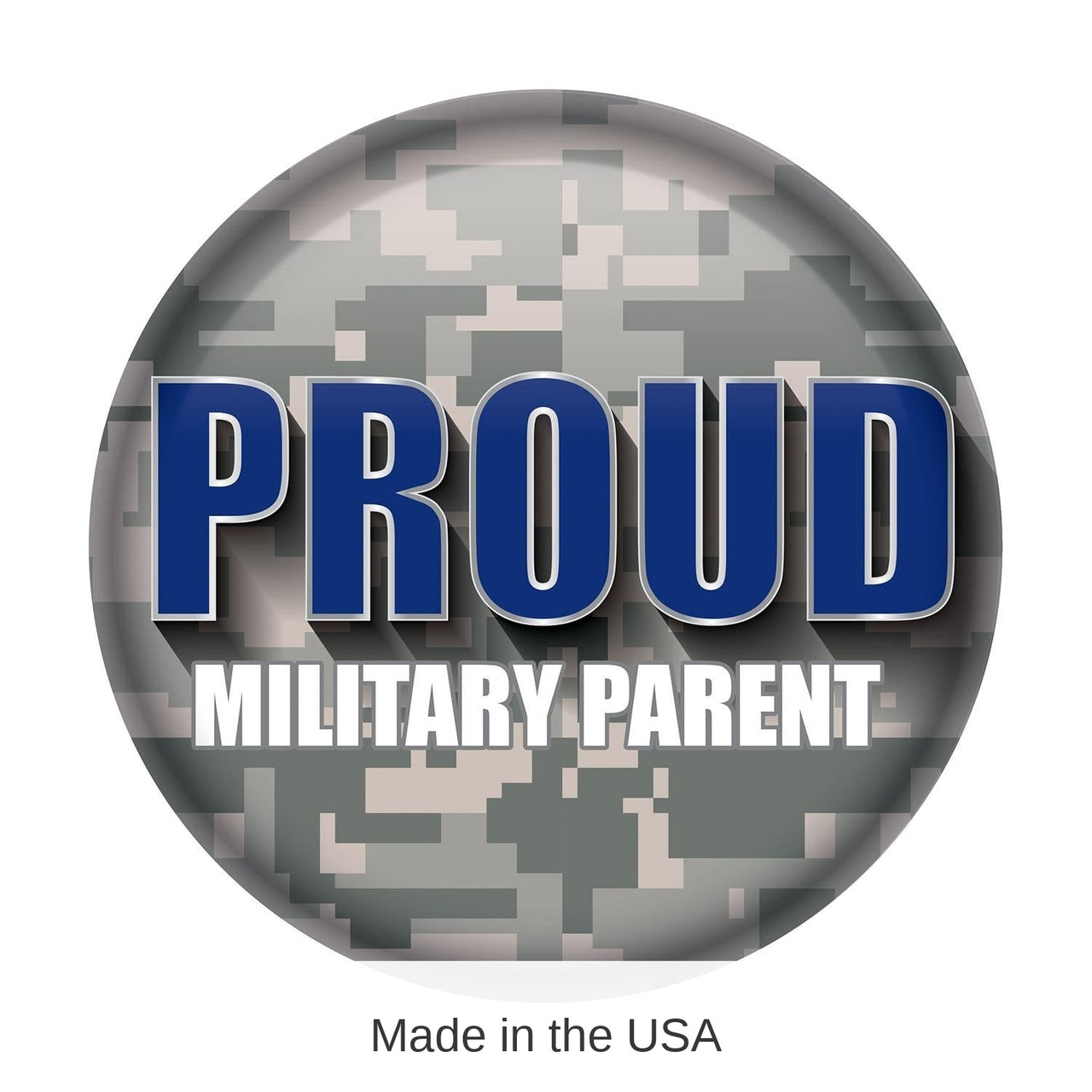 6 Pack Bulk Proud Military Parent Button - Blue with Light Camo