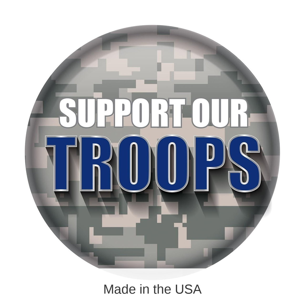 6 Pack Bulk Support Our Troops Button - LIght Camo/Blue