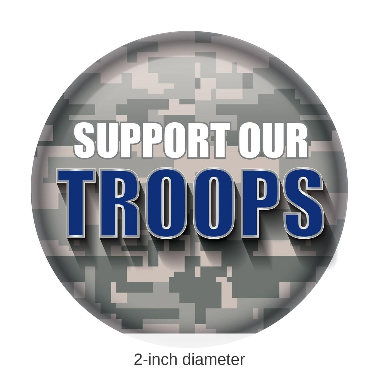 6 Pack Bulk Support Our Troops Button - LIght Camo/Blue