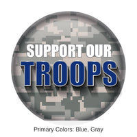 6 Pack Bulk Support Our Troops Button - LIght Camo/Blue