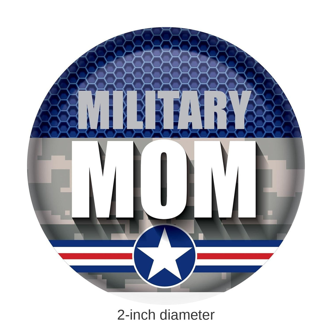 6 Pack Bulk Military Mom Button- Navy- Star