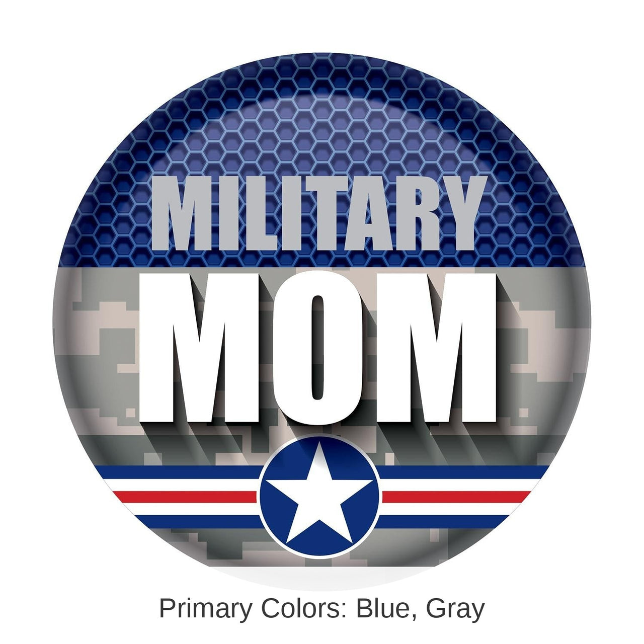 6 Pack Bulk Military Mom Button- Navy- Star