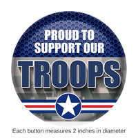 6 Pack Bulk Air Force Blue/Camo Proud To Support Our Troops Button