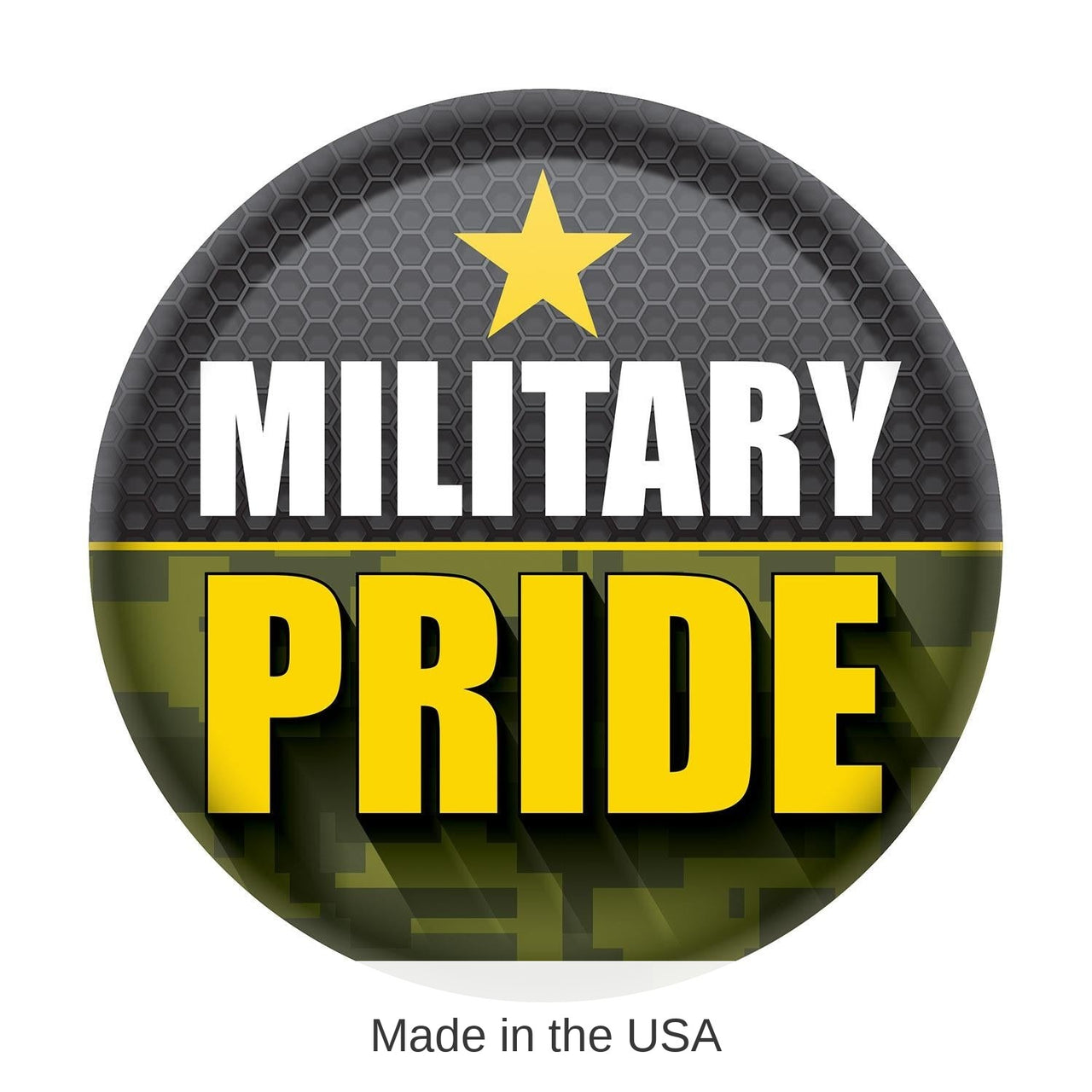 6 Pack Bulk Military Pride Button- Army- Star