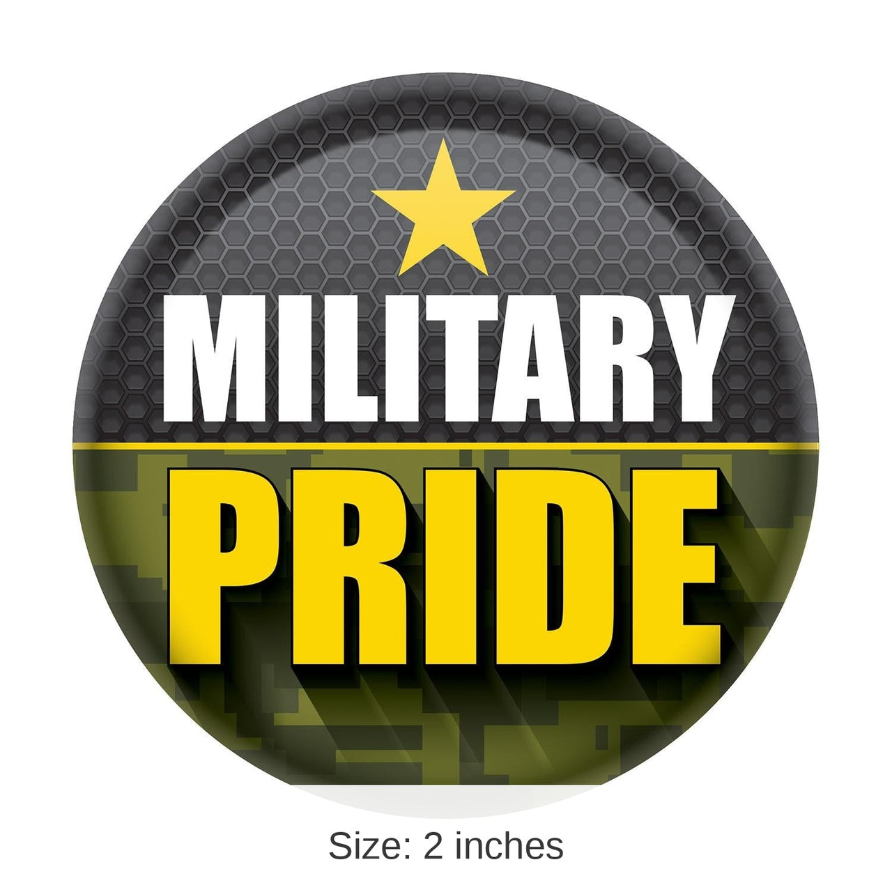 6 Pack Bulk Military Pride Button- Army- Star