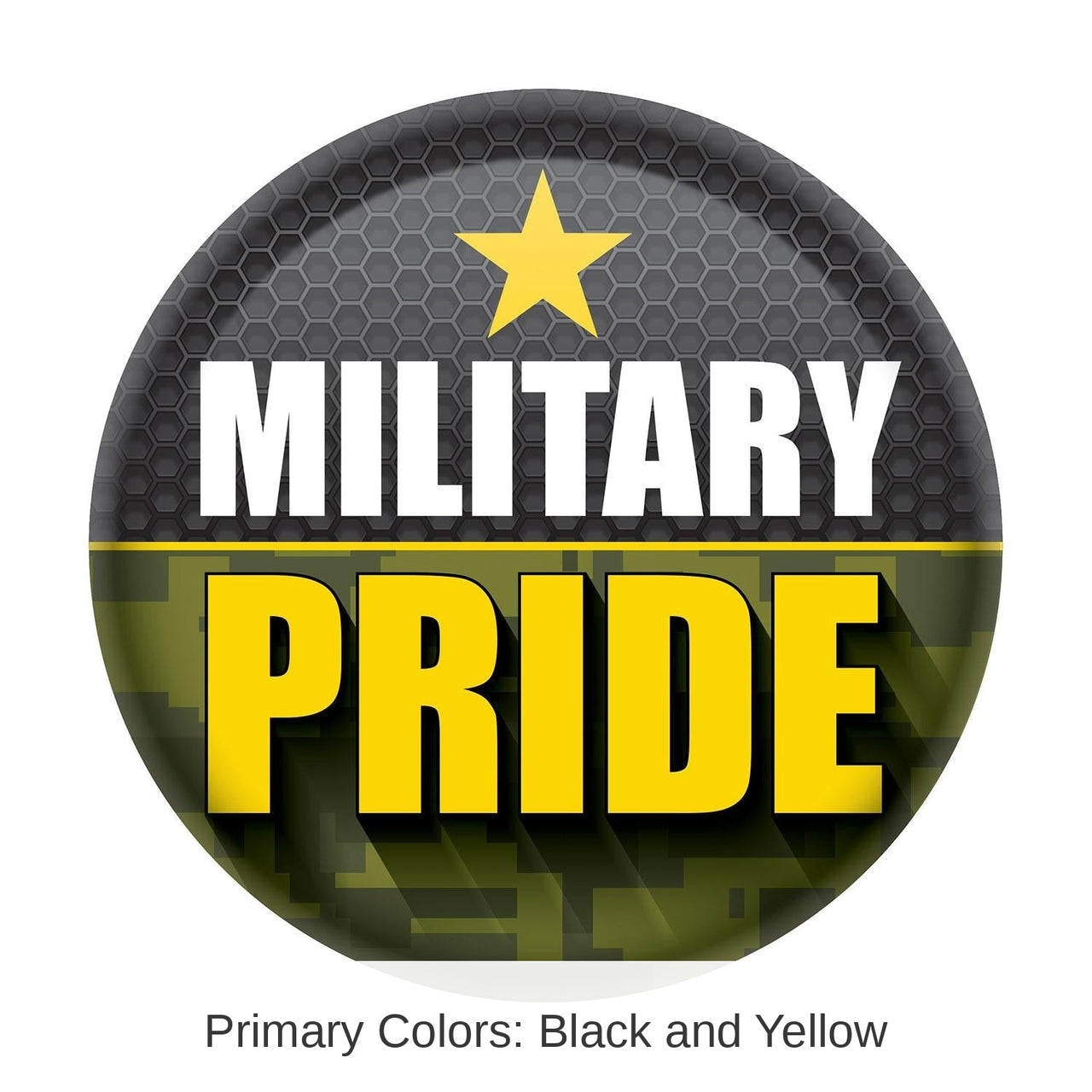 6 Pack Bulk Military Pride Button- Army- Star