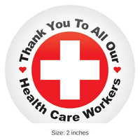 6 Pack Bulk Thank You To All Our Health Care Workers Button- Red
