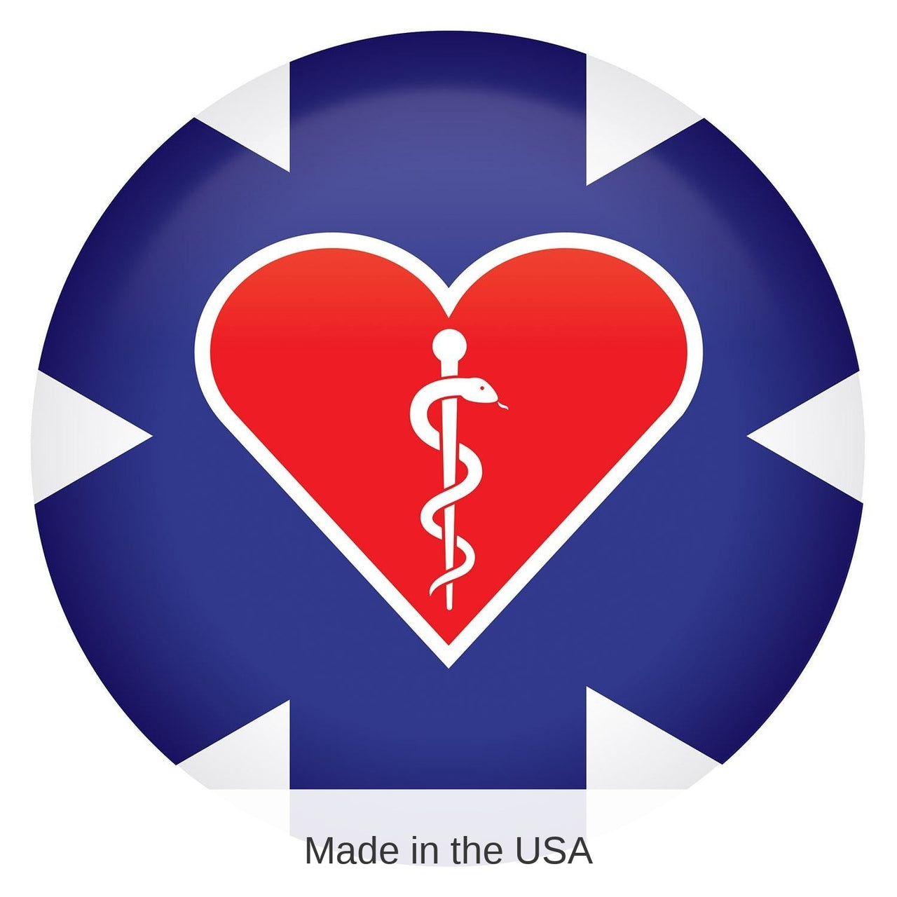 6 Pack Bulk Medical Star Icon with Heart and Caduceus Button