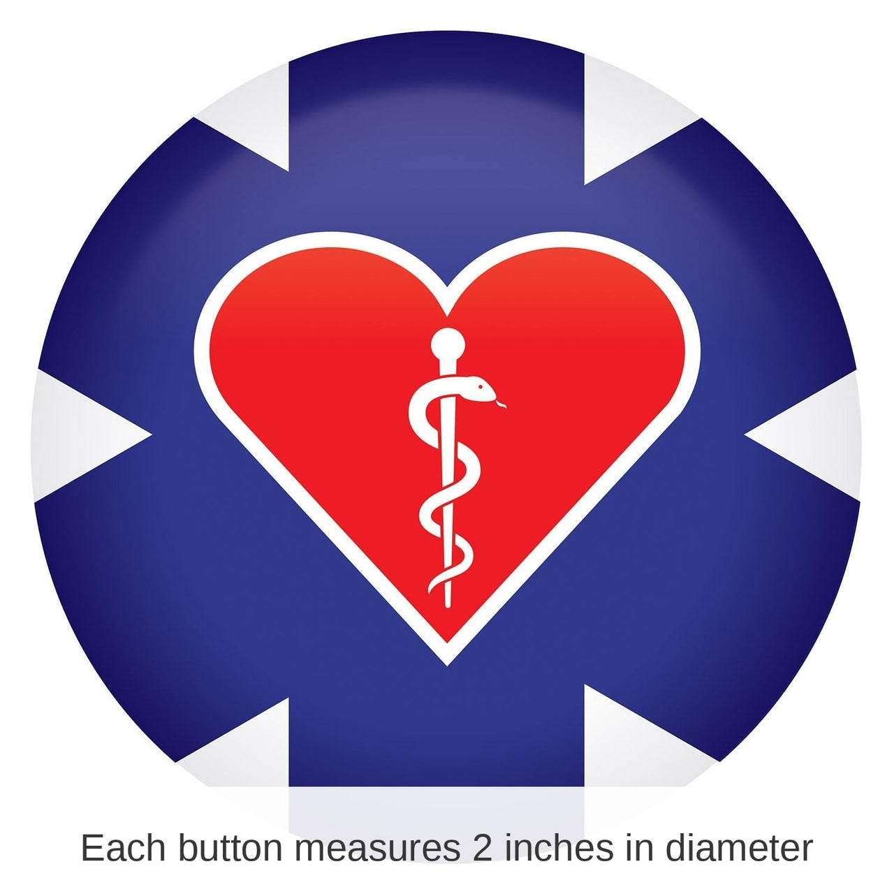6 Pack Bulk Medical Star Icon with Heart and Caduceus Button