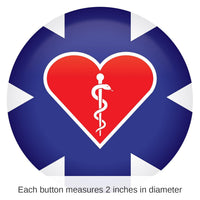 6 Pack Bulk Medical Star Icon with Heart and Caduceus Button