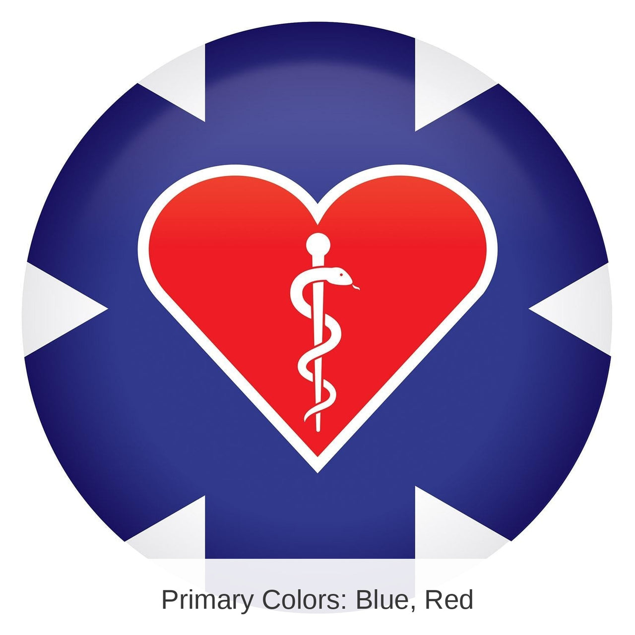 6 Pack Bulk Medical Star Icon with Heart and Caduceus Button