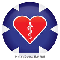 6 Pack Bulk Medical Star Icon with Heart and Caduceus Button
