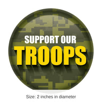 6 Pack Bulk Support Our Troops Button - Camo