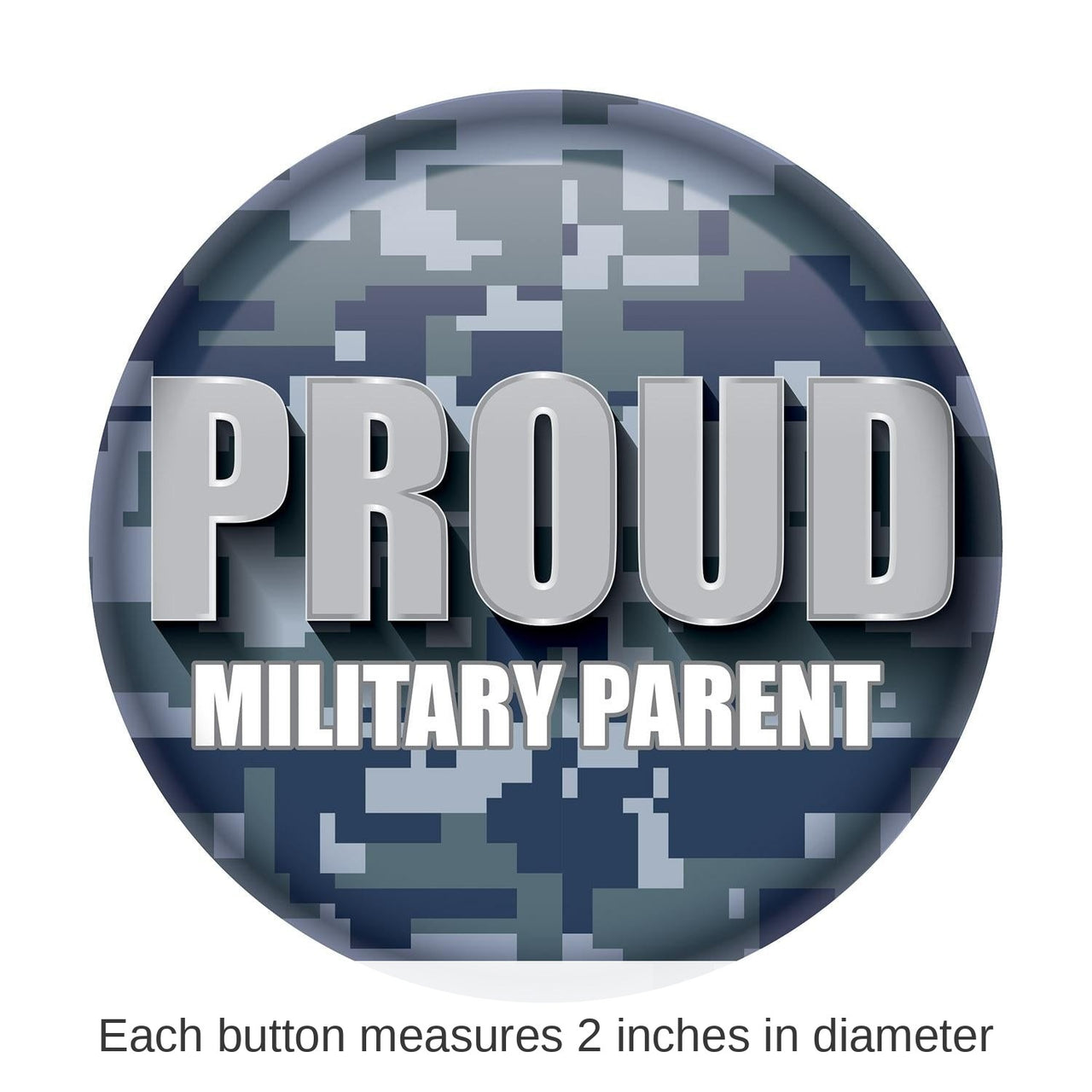 6 Pack Bulk Proud Military Parent Button - Navy