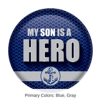 6 Pack Bulk My Son Is A Hero Button- Navy