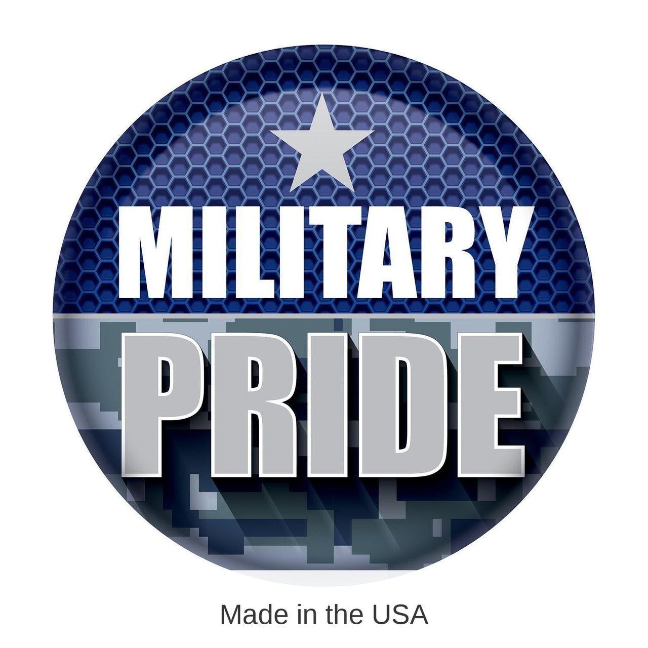 6 Pack Bulk Military Pride Button- Navy- Star