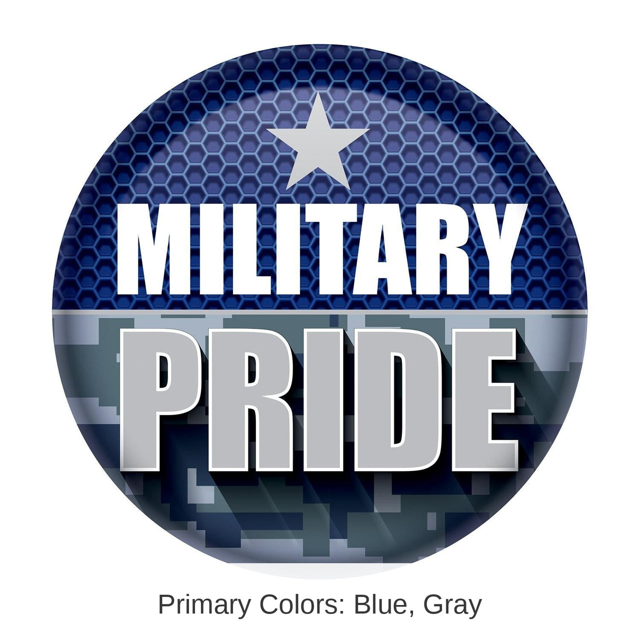 6 Pack Bulk Military Pride Button- Navy- Star