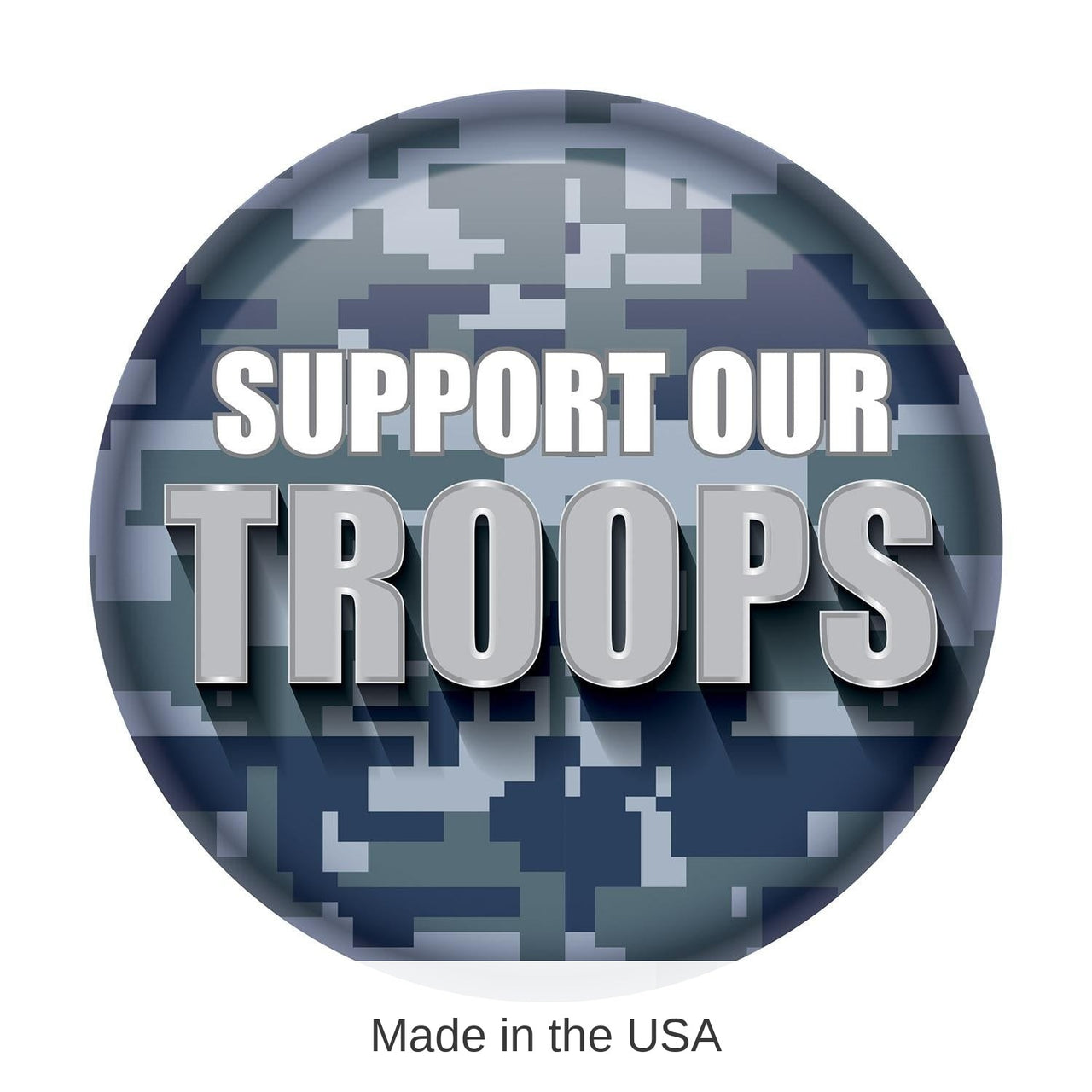6 Pack Bulk Support Our Troops Button - Navy