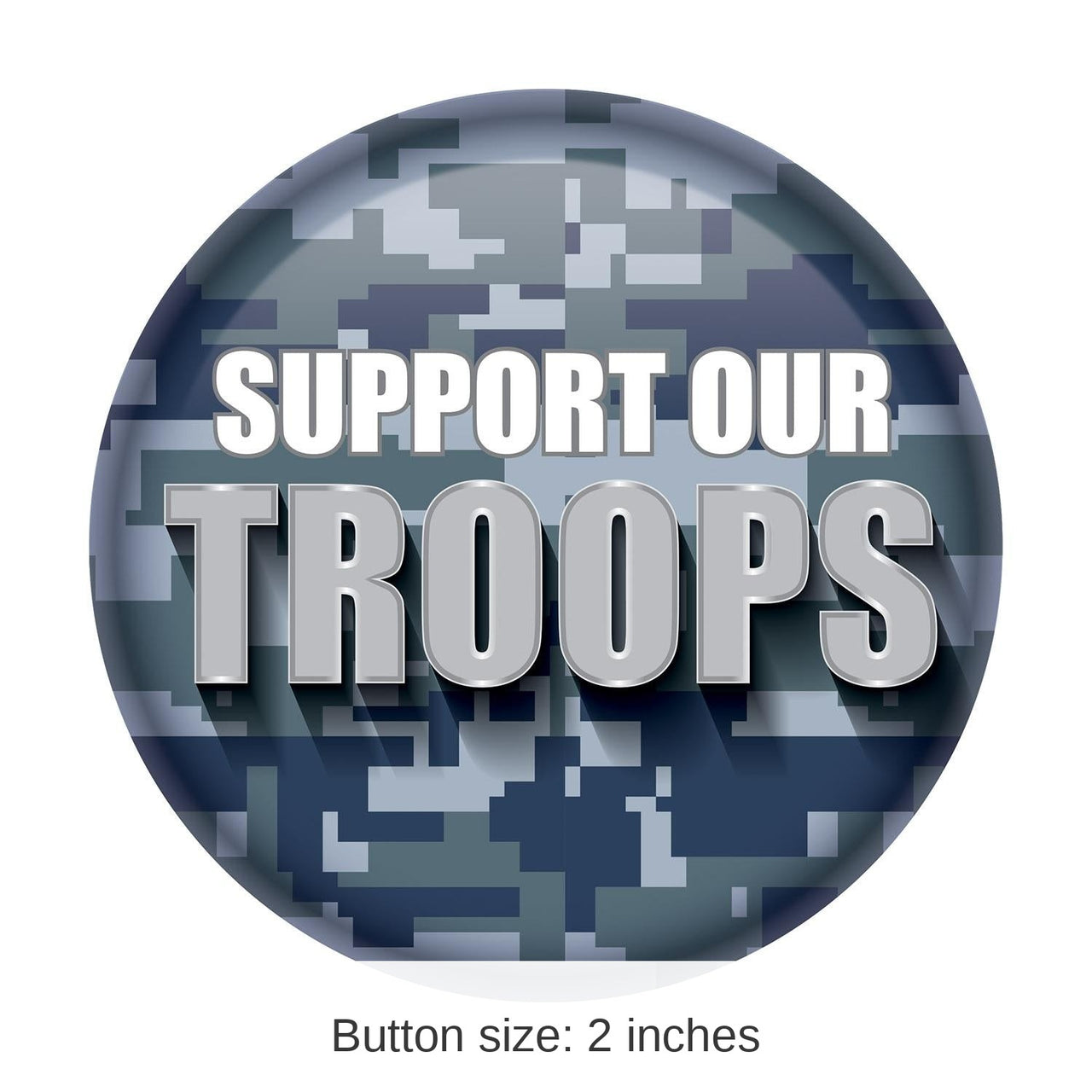 6 Pack Bulk Support Our Troops Button - Navy