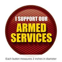6 Pack Bulk I Support Our Armed Services Button - Red