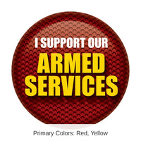 6 Pack Bulk I Support Our Armed Services Button - Red