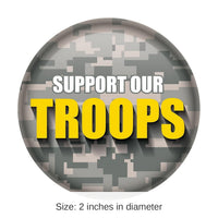 6 Pack Bulk Support Our Troops Button - Light Camo